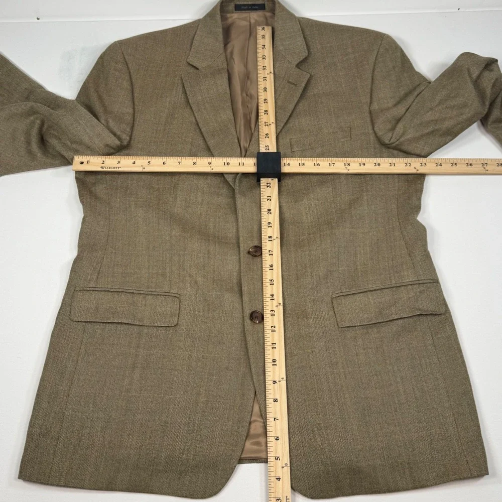 Lauren Ralph Lauren Mens 44L Silk Wool Herringbone Blazer Sport Coat Tan Brown